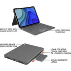Logitech Folio Touch iPad Pro 11-inch 1st - 4th Gen 2018 -2022 Keyboard Case Backlit Keyboard Trackpad QWERTY Grey - Refurbished Logitech