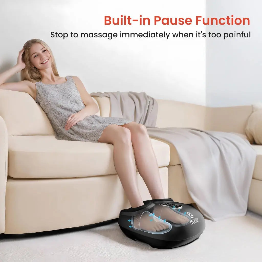 COMFIER Foot Massager with Shiatsu, Deep Kneading, Vibration, Rolling, Compression, Heated Foot Comfort Device for Plantar Fasciitis, Multi Modes Settings, Remote Control, Birthday Gifts for Women Men - Very Good COMFIER