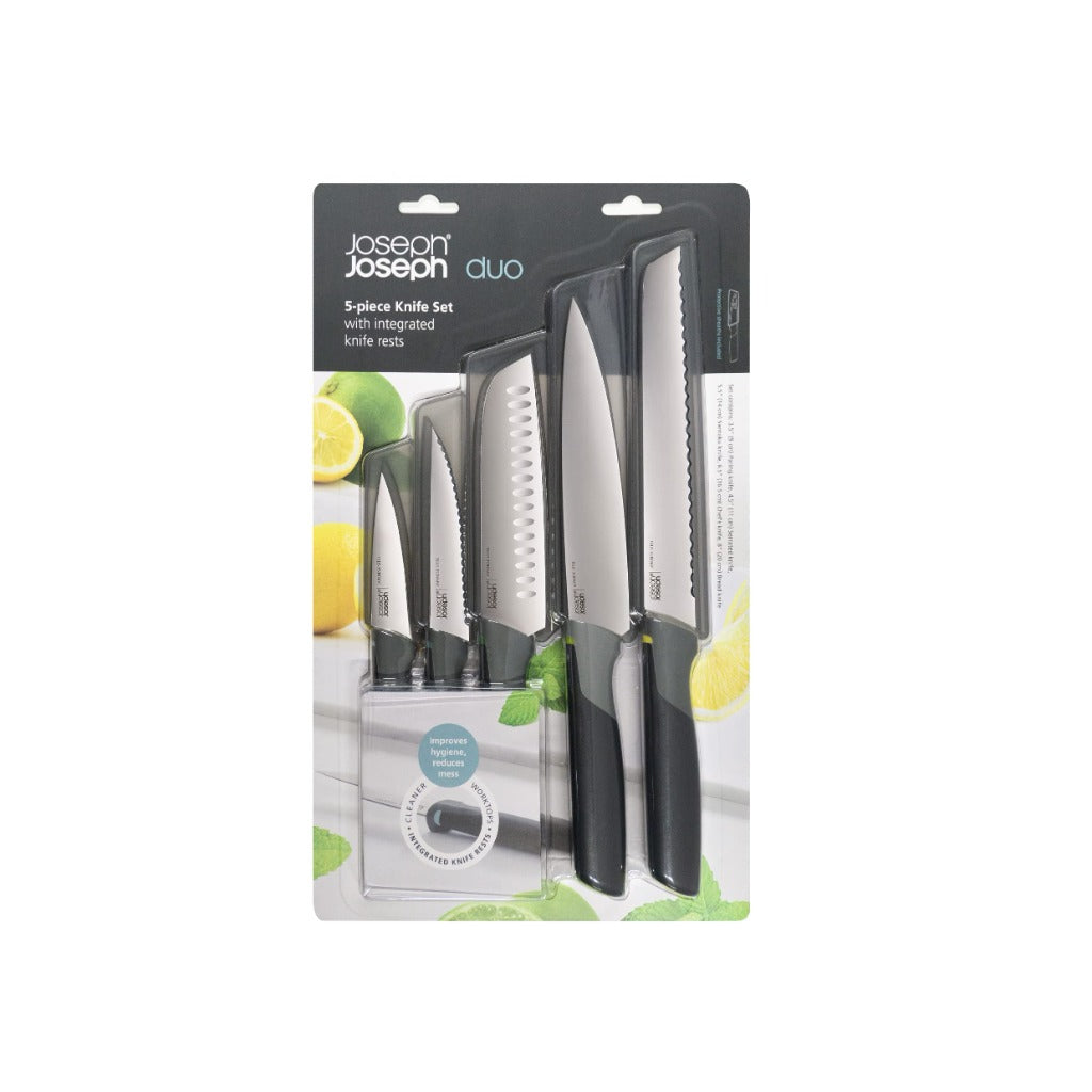Joseph Joseph Duo 5 Piece Elevate Kitchen Knife Set - Japanese Stainless Steel Blades