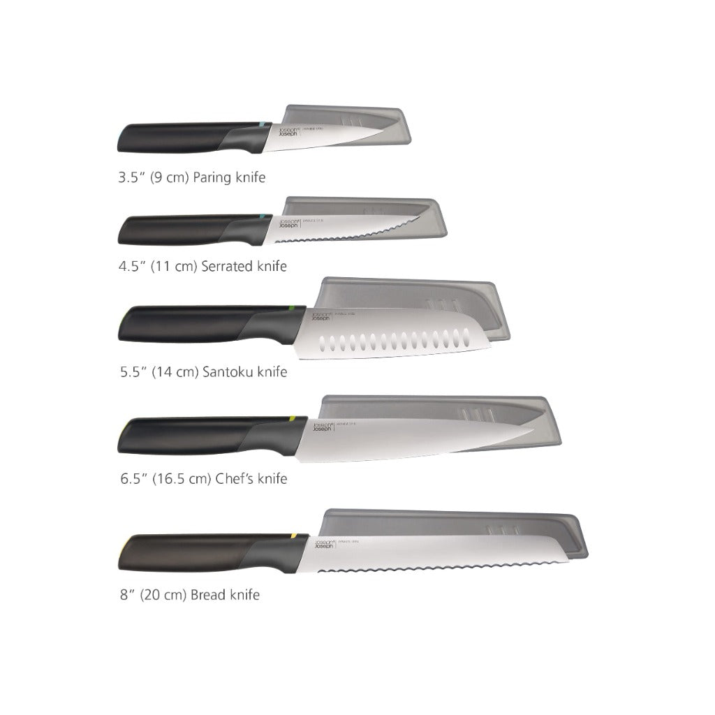 Joseph Joseph Duo 5 Piece Elevate Kitchen Knife Set - Japanese Stainless Steel Blades