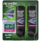 Nicorette QuickMist Mouthspray, Cool Berry (2 x 150 Sprays) Smoking or Vaping Cessation Aid, designed to start reducing cravings in 30 seconds (Quit Smoking or Quit Vaping Aid) - BBE 09/2027 Nicorette