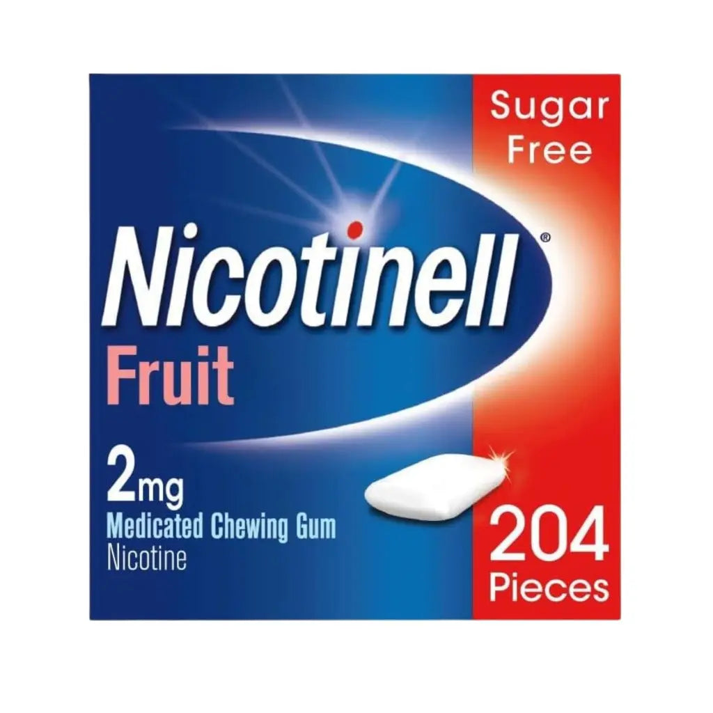 Nicotinell Fruit Gum 2mg (204 Pieces), Stop Smoking Aid, Sugar Free Nicotine Gum, Mild Fruit Flavour, 2mg Regular Strength for Light Smokers, Quit Smoking Aid, Value Pack - BBE 03/2028 Nicotinell