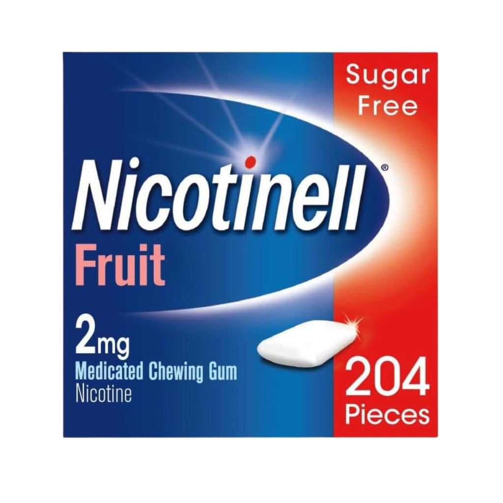 Nicotinell Fruit Nicotine Gum 2mg, 204 Pieces - Sugar Free Regular Strength Quit Smoking Aid Value Pack - Damaged Box - BBE 05/2028