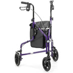 Days Lightweight Tri Wheel Walker Rollator - Aluminium Mobility Walker with Adjustable Height and Brakes - Foldable Walking Frame with Carry Bag - Mobility Aid for Elderly - Purple - Very Good Days