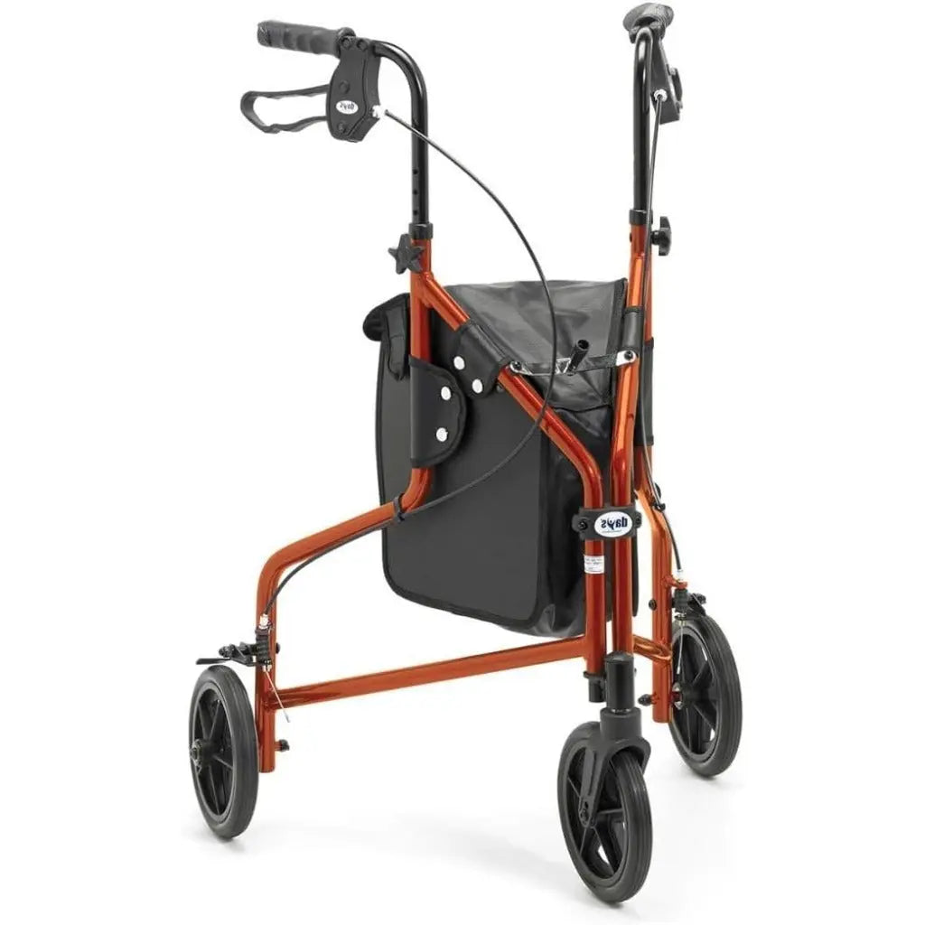 Days Lightweight Tri Wheel Walker Rollator - Aluminium Mobility Walker with Adjustable Height and Brakes - Foldable Walking Frame with Carry Bag - Mobility Aid for Elderly - Purple - Very Good Days