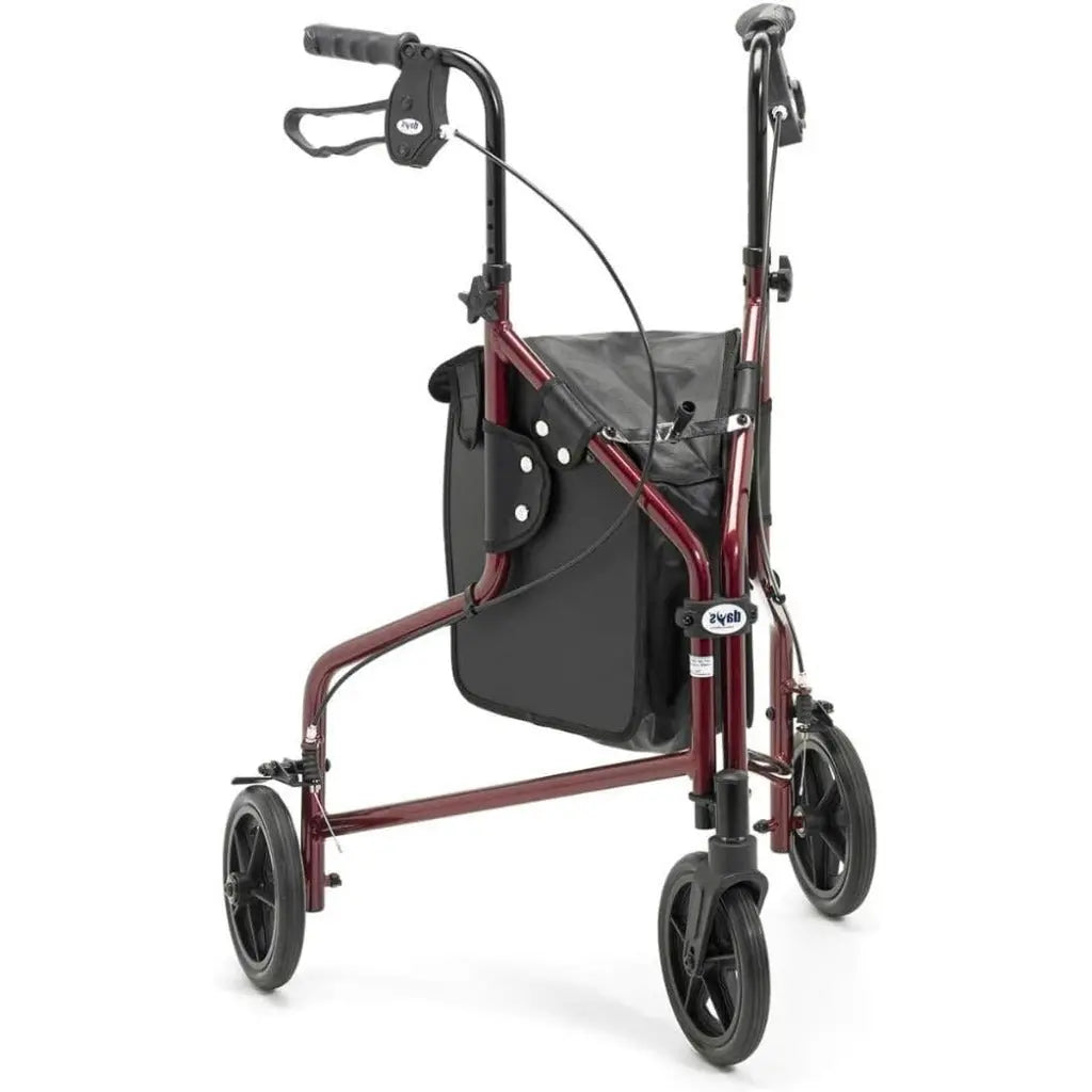 Days Lightweight Tri Wheel Walker Rollator - Aluminium Mobility Walker with Adjustable Height and Brakes - Foldable Walking Frame with Carry Bag - Mobility Aid for Elderly - Purple - Very Good Days