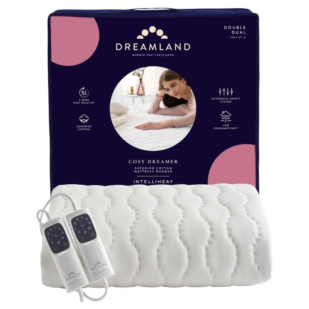 Dreamland Cosy Dreamer Electric Blanket - Heated Underblanket with Italian Cotton, Intelliheat Technology, 6 Heat Settings, Overheat Protection & Machine Washable, 160 x 152cm - King Size - Very Good Dreamland