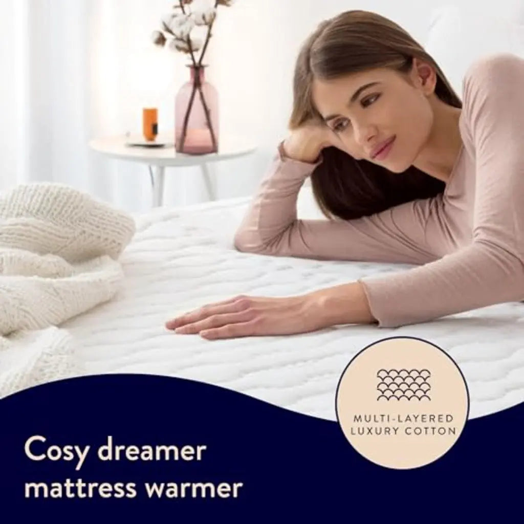 Dreamland Cosy Dreamer Electric Blanket - Heated Underblanket with Italian Cotton, Intelliheat Technology, 6 Heat Settings, Overheat Protection & Machine Washable, 160 x 152cm - King Size - Very Good Dreamland