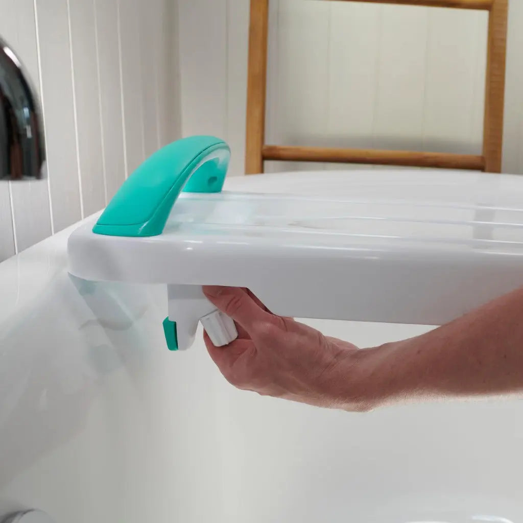 Helping Hand Kingfisher White Plastic Bath Board with Handle. Bath Board for Elderly and Disabled Users. Adjustable to Fit 16"-24" Width Baths. 200kg / 31 Stone Weight Limit - Good The Helping Hand Company