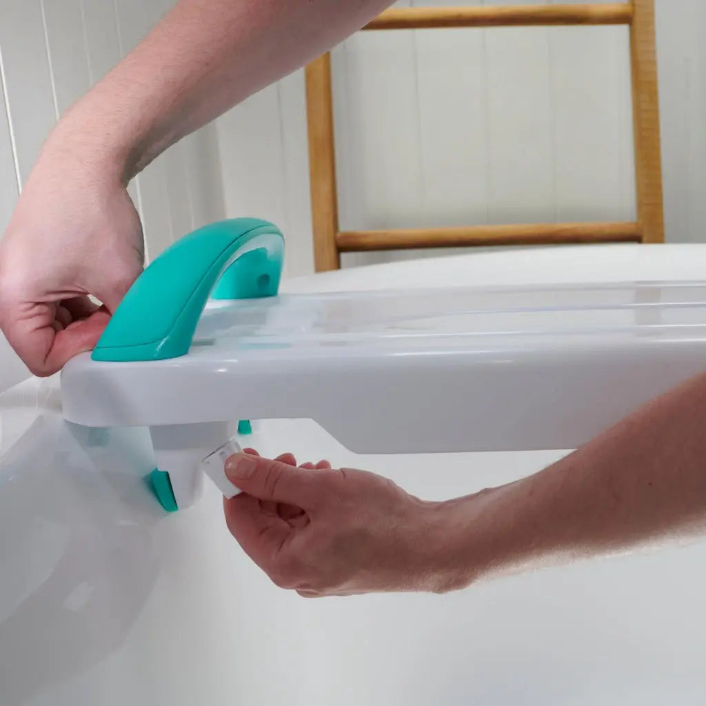 Helping Hand Kingfisher White Plastic Bath Board with Handle. Bath Board for Elderly and Disabled Users. Adjustable to Fit 16"-24" Width Baths. 200kg / 31 Stone Weight Limit - Good The Helping Hand Company