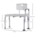 HOMCOM Height Adjustable Shower Chair, Non Slip Bath Transfer Bench for Elderly, Disabled with Armrest and Backrest, 300 lbs Capacity, White - Damaged Box HOMCOM