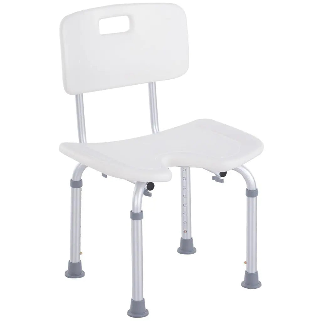 HOMCOM Height Adjustable Shower Chair, Non Slip Bath Transfer Bench for Elderly, Disabled with Armrest and Backrest, 300 lbs Capacity, White - Damaged Box HOMCOM