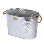 LIVIVO Galvanised Steel 24L Ice Cool Bucket Pail - Diamond Embossed, Rope Handles for Drinks, Beer, Wine, Champagne - Very Good