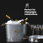 LIVIVO Galvanised Steel 24L Ice Cool Bucket Pail - Diamond Embossed, Rope Handles for Drinks, Beer, Wine, Champagne - Very Good