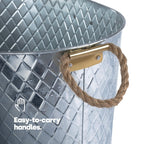 LIVIVO Galvanised Steel 24L Ice Cool Bucket Pail - Diamond Embossed, Rope Handles for Drinks, Beer, Wine, Champagne - Very Good