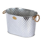 LIVIVO Galvanised Steel 24L Ice Cool Bucket Pail - Diamond Embossed, Rope Handles for Drinks, Beer, Wine, Champagne - Very Good