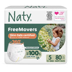 Naty FreeMovers Nappy Pants -Sensitive Skin, Potty Training Pants -Soft, Fragrance Free, Absorbent & Leak-Proof, Unisex Baby & Toddler, Size 5 (12-18 kg), 80 Count - Damaged Box Naty