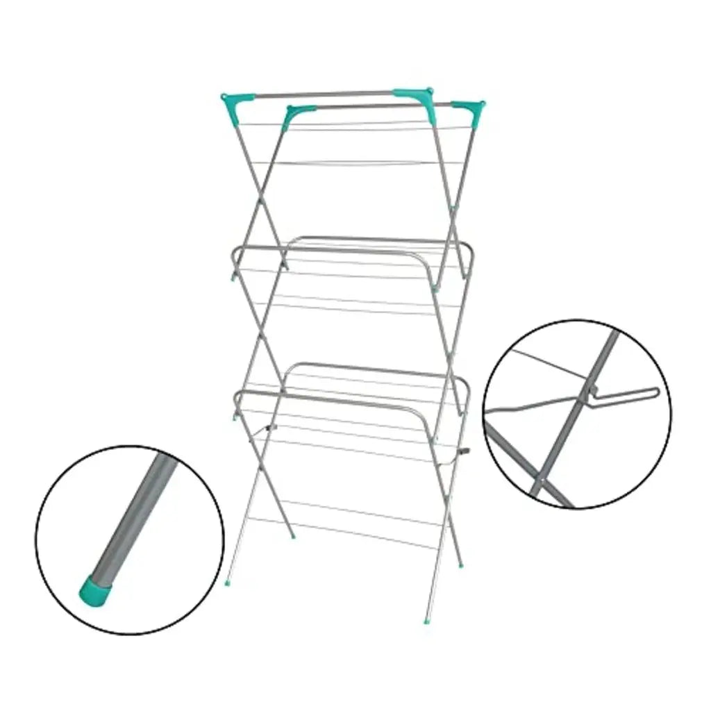 Ram(R) 3 Tier Deluxe Airer Foldable Heavy Duty Clothes Airer With 4 CORNER HOOKS And Sock Dryer 14M Airing Capacity - Very Good Ram(R)