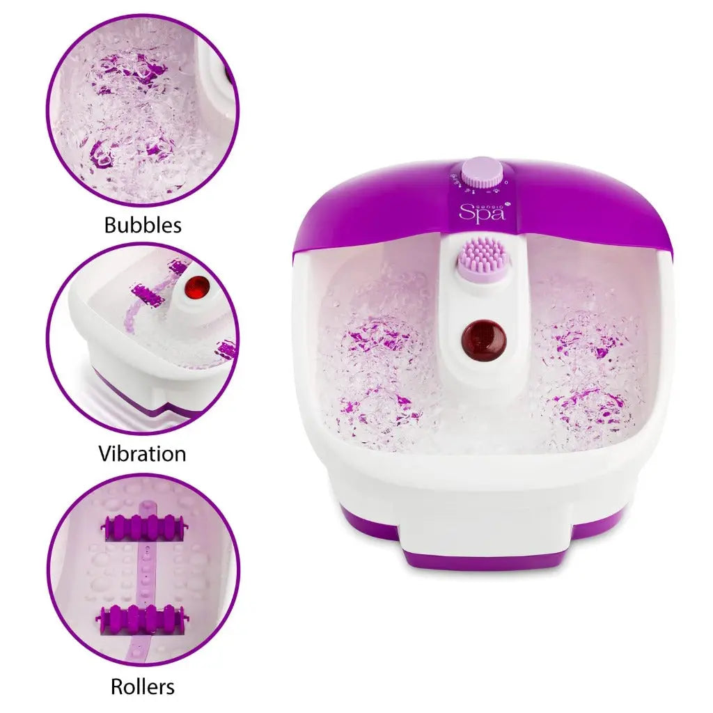 Sensio Spa Heated Foot Spa Massager with Bubbles, Red Light & Massage Rollers - Foot Spa Bath with Heat & 9 Piece Pedicure Set for Professional Spa Foot Care at Home - Very Good Sensio Spa
