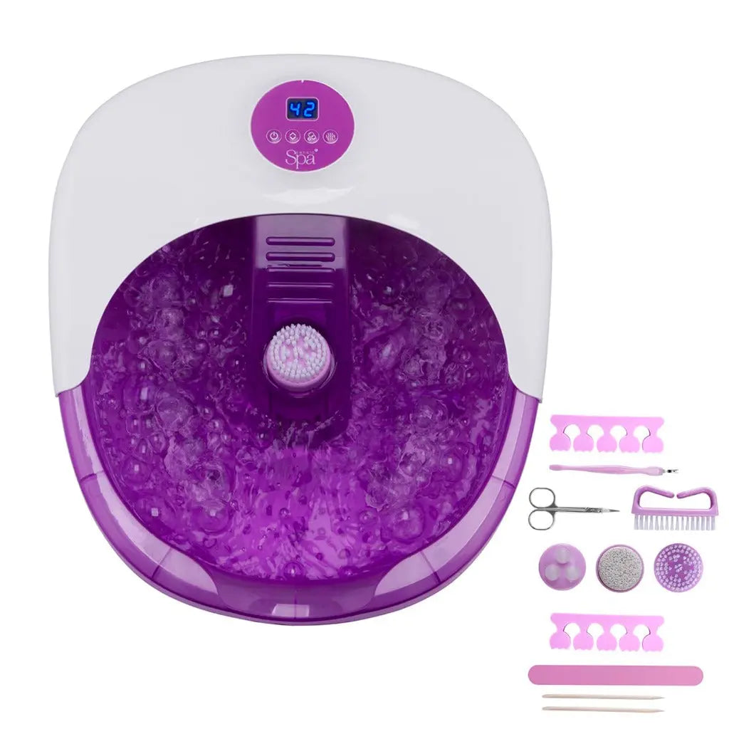 Sensio Spa Heated Foot Spa Massager with Bubbles, Red Light & Massage Rollers - Foot Spa Bath with Heat & 9 Piece Pedicure Set for Professional Spa Foot Care at Home - Very Good Sensio Spa