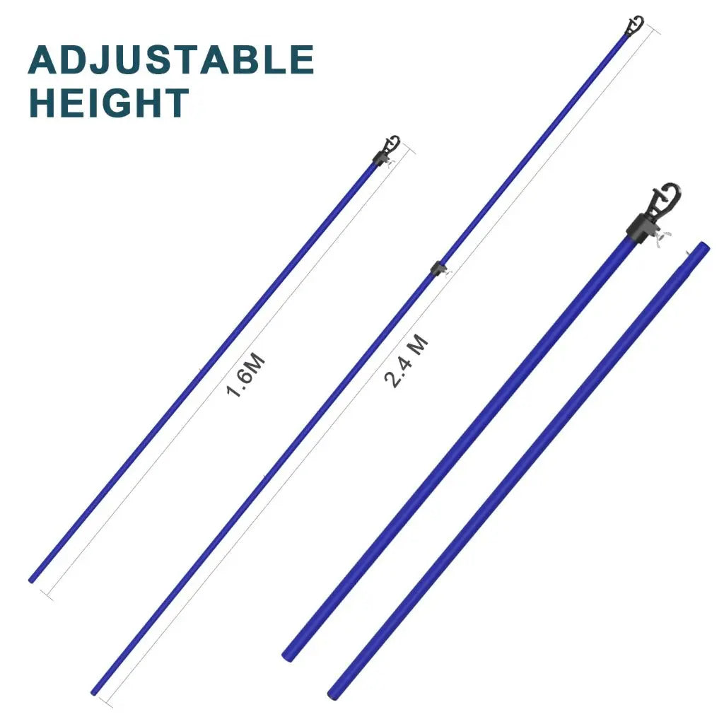 SURFOU Washing Line Pole Set of 2, Clothes Prop, Telescopic and Adjustable Extending Up to 2.4m with G-Hook, Rust-Resistant Powder Coated Steel, Heavy Duty Support for Outdoor Home Garden Laundry - Very Good SURFOU