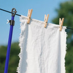 SURFOU Washing Line Pole Set of 2, Clothes Prop, Telescopic and Adjustable Extending Up to 2.4m with G-Hook, Rust-Resistant Powder Coated Steel, Heavy Duty Support for Outdoor Home Garden Laundry - Very Good SURFOU