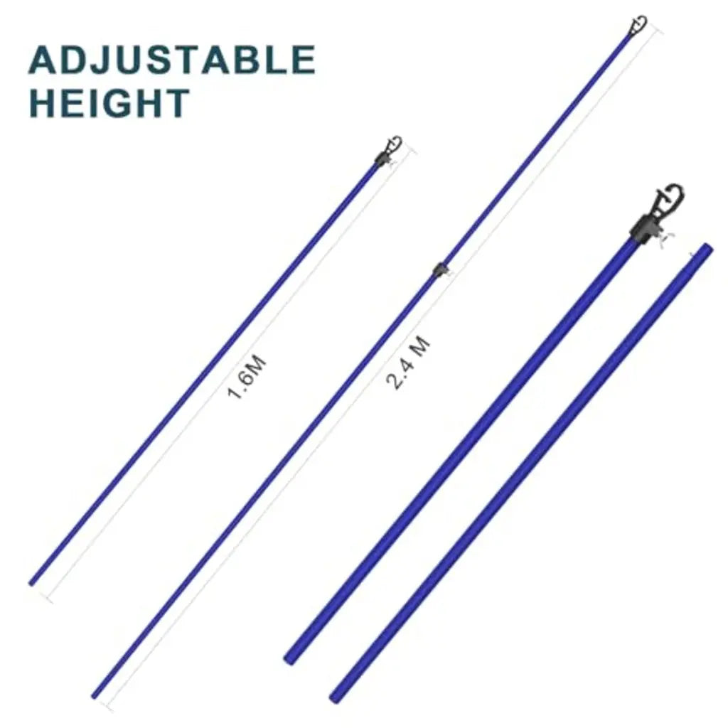 SURFOU Washing Line Pole Set of 2, Clothes Prop, Telescopic and Adjustable Extending Up to 2.4m with G-Hook, Rust-Resistant Powder Coated Steel, Heavy Duty Support for Outdoor Home Garden Laundry - Very Good SURFOU