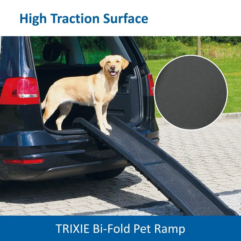 TRIXIE folding ramp for dogs - facilitates access to the boot - walking surface with sandpaper coating - 40 x 156 cm - width of walking surface: 33 cm - up to 90 kg - black - 3939 - Very Good TRIXIE