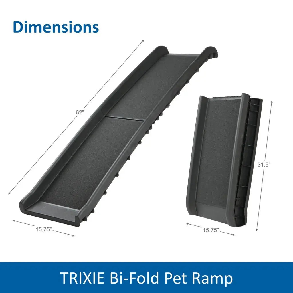 TRIXIE folding ramp for dogs - facilitates access to the boot - walking surface with sandpaper coating - 40 x 156 cm - width of walking surface: 33 cm - up to 90 kg - black - 3939 - Very Good TRIXIE
