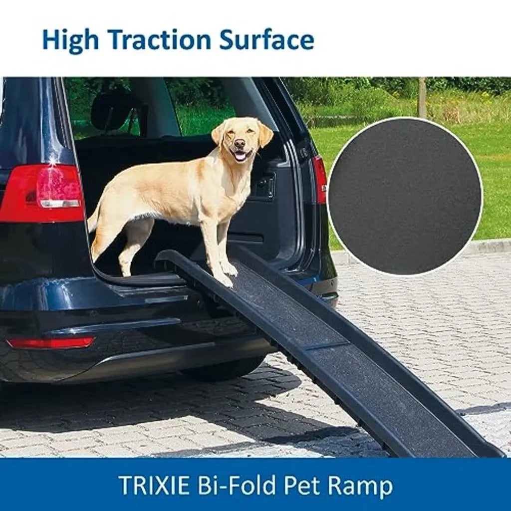 TRIXIE folding ramp for dogs - facilitates access to the boot - walking surface with sandpaper coating - 40 x 156 cm - width of walking surface: 33 cm - up to 90 kg - black - 3939 - Very Good TRIXIE