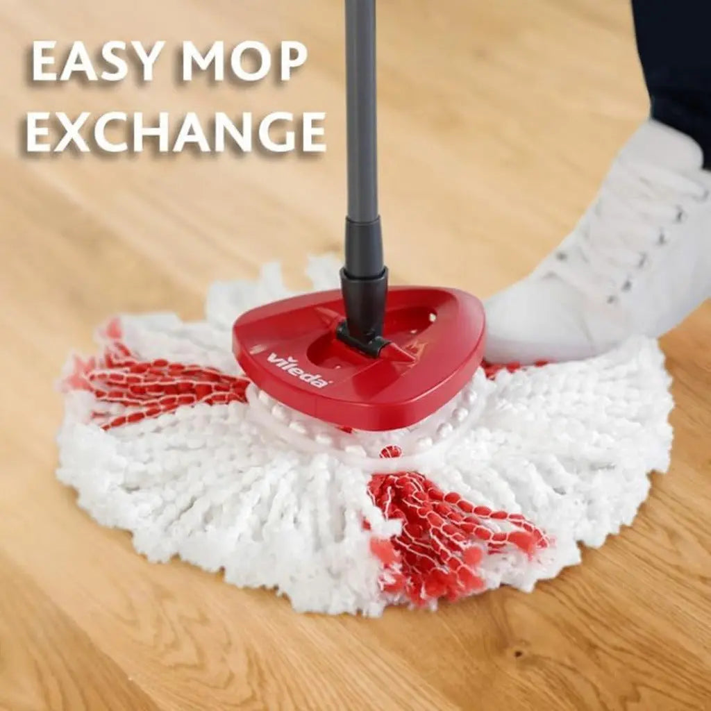 Vileda Turbo 2in1 Spin Mop & Bucket Set with Foot Pedal | Telescopic Handle (Up to 123cm) & 2in1 Microfibre Mop Head with Extra 2-in-1 Refill | Powerful Cleaning Removes 99% of Dirt with Water - Damaged Box Vileda