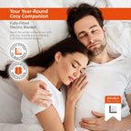 Warmer Electric Blanket Double Size - Dual Control, Fully Fitted Mattress Cover with Elasticated Skirt, 3 Heat Settings, 2 X Detachable Controllers - 193 X 137cm Double The Warmer Store