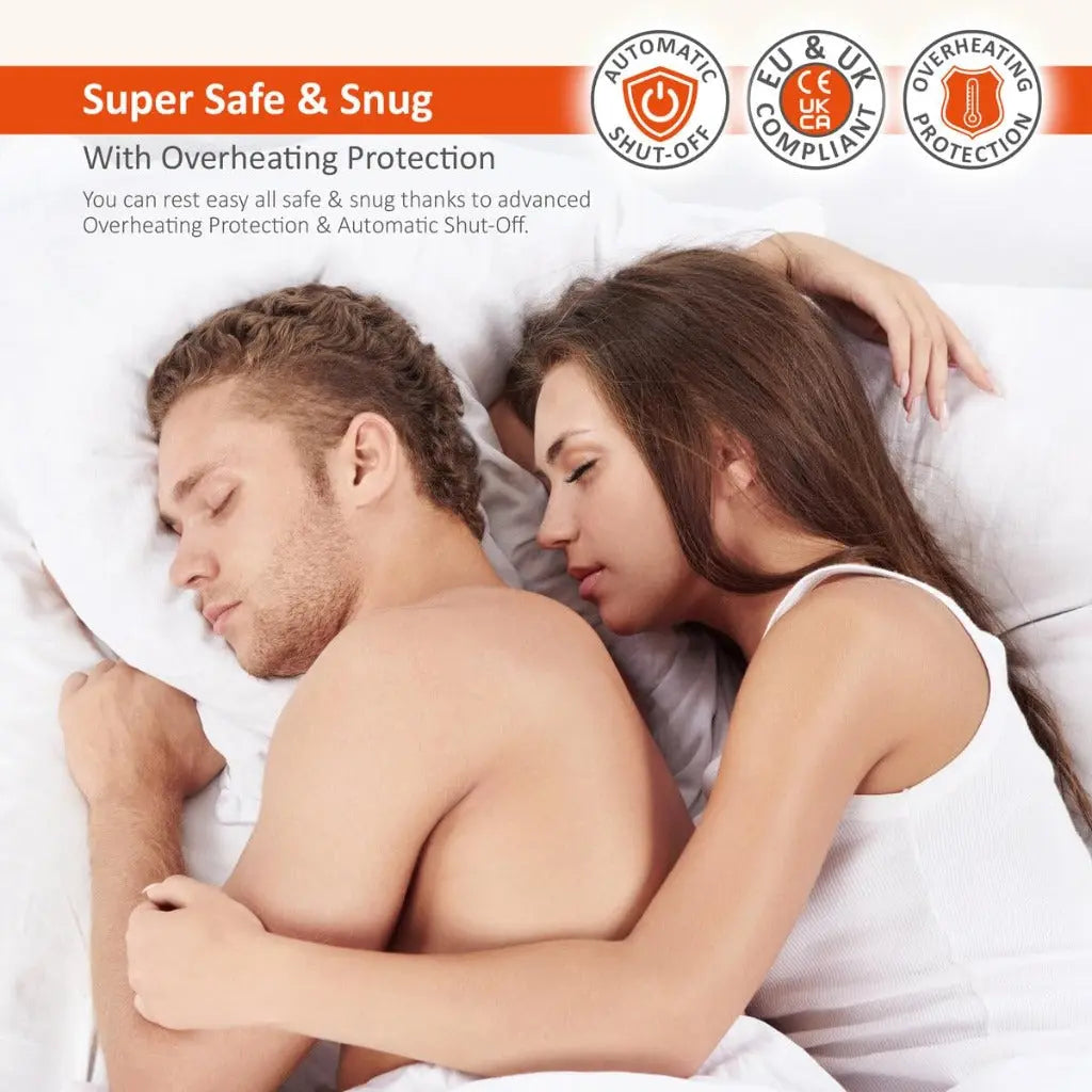 Warmer Electric Blanket Double Size - Dual Control, Fully Fitted Mattress Cover with Elasticated Skirt, 3 Heat Settings, 2 X Detachable Controllers - 193 X 137cm Double The Warmer Store