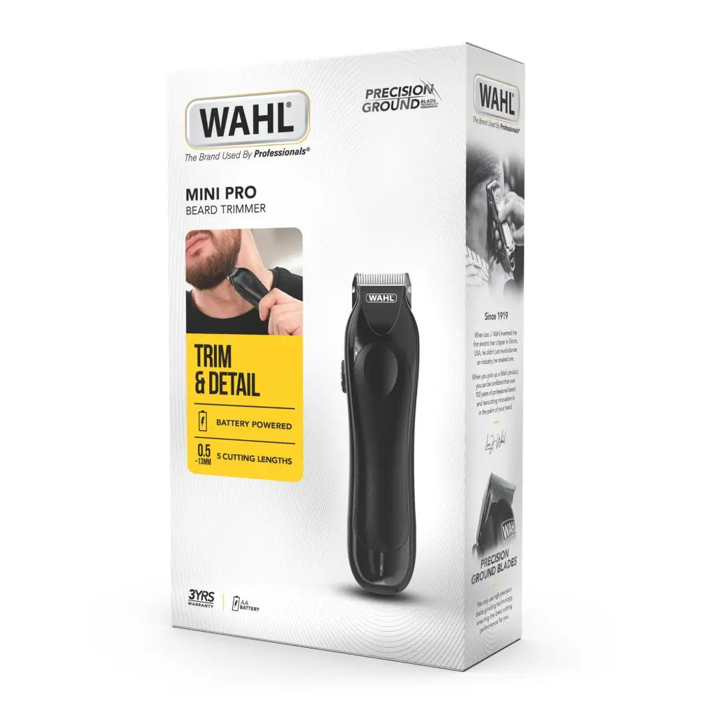 Wahl Mini Pro Cordless Trimmer, Men's Beard Trimmer, Mini Hair Trimmers for Men, Stubble Trimming, Battery Powered, Lightweight, Male Grooming Set, Facial Hair Care Kit Wahl