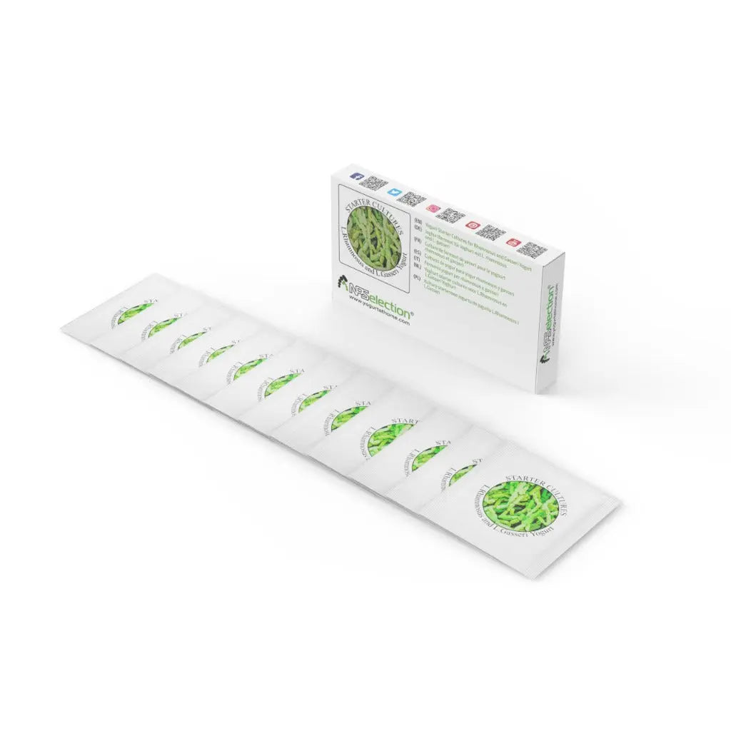 Yogurt Starter Cultures - Pack of 12 Freeze-Dried Sachets for Lactobacillus Rhamnosus and L.Gasseri Yogurt (12 sachets Pack) - Damaged Box Natural Probiotic Selection