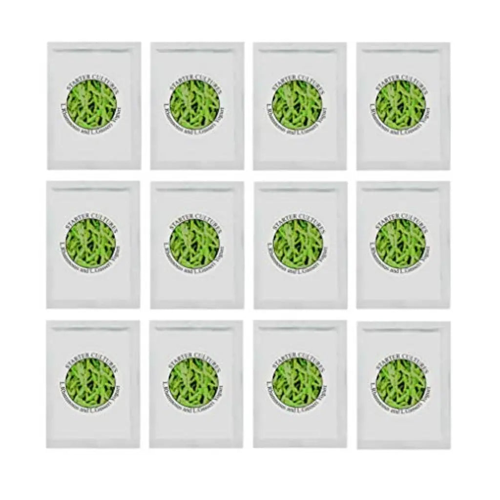 Yogurt Starter Cultures - Pack of 12 Freeze-Dried Sachets for Lactobacillus Rhamnosus and L.Gasseri Yogurt (12 sachets Pack) - Damaged Box Natural Probiotic Selection
