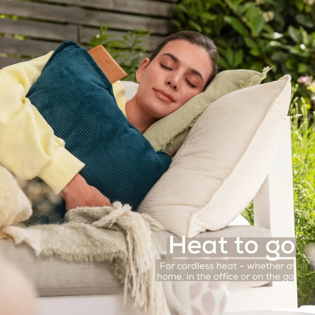 Beurer Heaty Heat pad, Cordless Heat pad with Battery, Heating pad with Automatic Switch-Off Function and 3 Temperature Settings, with Fast Heating, Soft Corded Fabric, White - Damaged Box Beurer