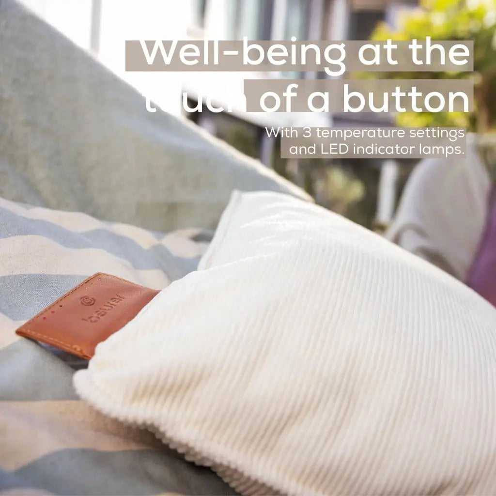 Beurer Heaty Heat pad, Cordless Heat pad with Battery, Heating pad with Automatic Switch-Off Function and 3 Temperature Settings, with Fast Heating, Soft Corded Fabric, White - Damaged Box Beurer