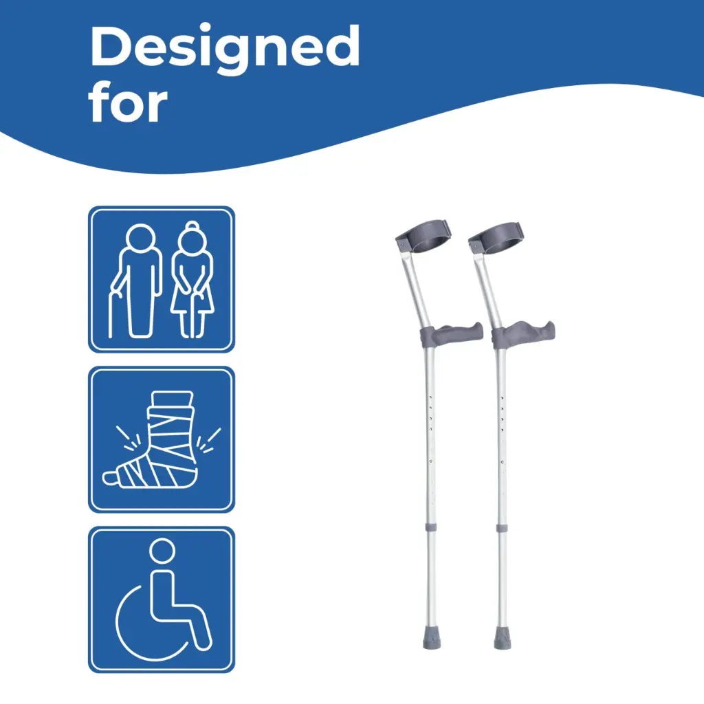 Days Ergonomic Handle Forearm Crutch - Double Adjustable Extra Long 83-110cm (32 1/2 -43 1/2 ") - Lightweight Aluminium Walking Aid - VAT Relief Eligible (UK) - Very Good Days