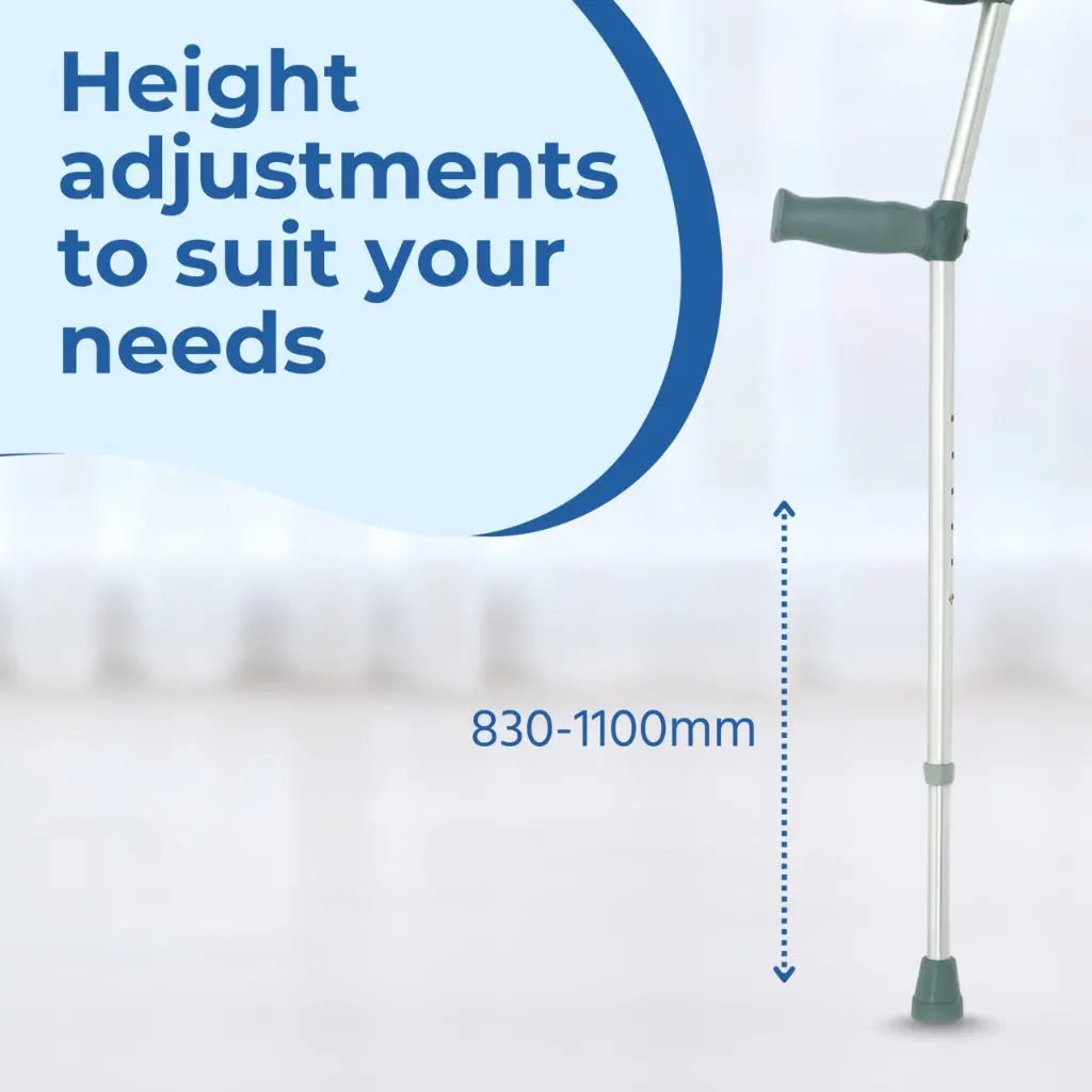Days Ergonomic Handle Forearm Crutch - Double Adjustable Extra Long 83-110cm (32 1/2 -43 1/2 ") - Lightweight Aluminium Walking Aid - VAT Relief Eligible (UK) - Very Good Days