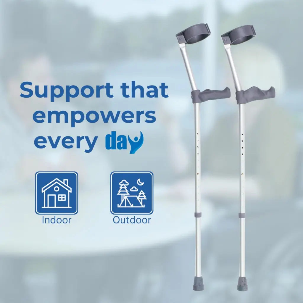 Days Ergonomic Handle Forearm Crutch - Double Adjustable Extra Long 83-110cm (32 1/2 -43 1/2 ") - Lightweight Aluminium Walking Aid - VAT Relief Eligible (UK) - Very Good Days