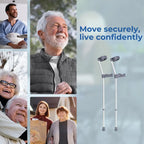 Days Ergonomic Handle Forearm Crutch - Double Adjustable Extra Long 83-110cm (32 1/2 -43 1/2 ") - Lightweight Aluminium Walking Aid - VAT Relief Eligible (UK) - Very Good Days