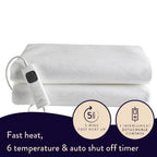 Dreamland Sleep Tight Electric Blanket - Affordable Premium Heated Fitted Underblanket with 6 Heat Settings, Fast Heat Up, Overheat Protection & Machine Washable, Timer, 150 x 120cm - Double Size Dreamland