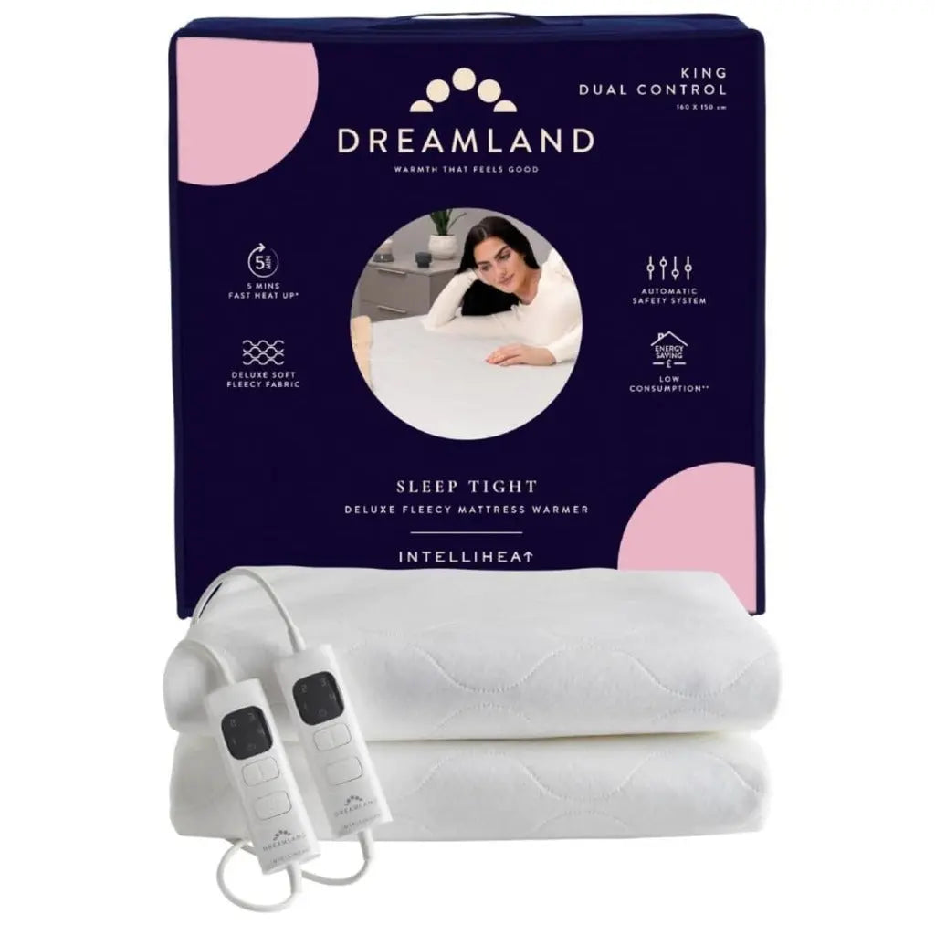 Dreamland Sleep Tight Electric Blanket - Affordable Premium Heated Fitted Underblanket with 6 Heat Settings, Fast Heat Up, Overheat Protection & Machine Washable, Timer, 150 x 120cm - Double Size Dreamland