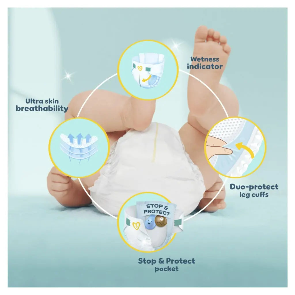 Pampers Premium Protection New Baby Size 3, 204 Nappies, 6kg-10kg, Monthly Pack, The Only Newborn Nappy Approved by British Skin Foundation - Damaged Box Pampers