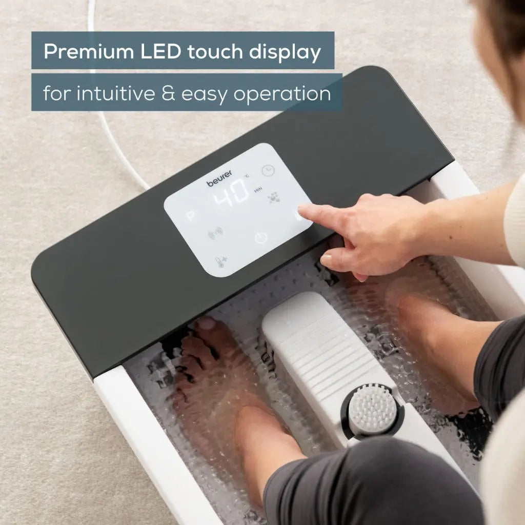 Beurer FB60UK Foot Spa with Water Heater Footbath with Premium Touch Screen 3 Pedicure Attachments Powerful 8-Level Water Heater Relaxing Bubble and Vibration Massage - Damaged Box Beurer