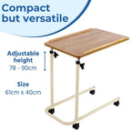 Days Overbed Table with Wheels - Height Adjustable and Lightweight - Laminated 61 x 40 cm Flat Packed Surface for Bed or Chair Use - Ideal for Meals, Laptop Work, and Elderly Care - Damaged Box Days