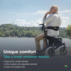 Helavo Premium Foldable Rollator with Seat - Uniquely Adjustable Aluminum Rolling Walker for Seniors and Adults - Damaged Box Helavo