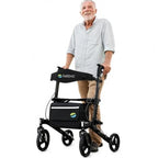 Helavo Premium Foldable Rollator with Seat - Uniquely Adjustable Aluminum Rolling Walker for Seniors and Adults - Damaged Box Helavo