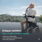Helavo Premium Foldable Rollator with Seat - Uniquely Adjustable Aluminum Rolling Walker for Seniors and Adults - Damaged Box Helavo